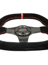 NRG Carbon Fiber Steering Wheel 320MM Black Carbon Fiber Suede Red Center Mark                                     - ST-019CF - Image 3