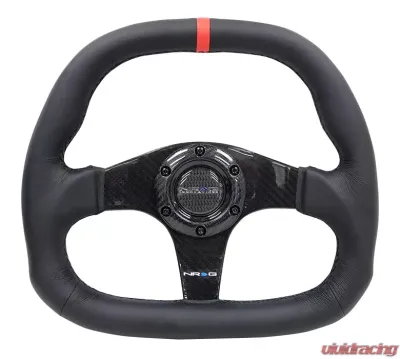 NRG Carbon Fiber Steering Wheel 320MM Black Carbon Fiber Leather Red Center Mark - ST-019CF-R