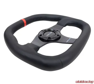NRG Carbon Fiber Steering Wheel 320MM Black Carbon Fiber Leather Red Center Mark - ST-019CF-R