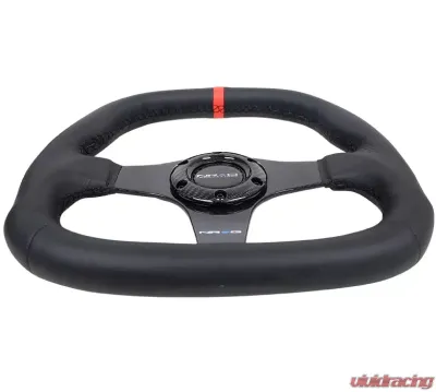 NRG Carbon Fiber Steering Wheel 320MM Black Carbon Fiber Leather Red Center Mark - ST-019CF-R
