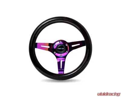 NRG Black Inlay 3 Neochrome Spokes 310mm Classic Black Wood Grain Wheel Universal - ST-310BK-MC