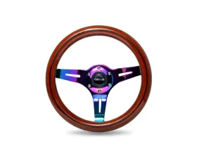 NRG Black Inlay 3 Neochrome Spokes 310mm Classic Dark Wood Grain Wheel Universal