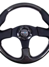 NRG Carbon Fiber Steering Wheel 315mm Leather Black Stitching                                     - ST-310CFBS - Image 2