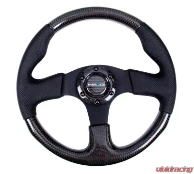 NRG Carbon Fiber Steering Wheel 315mm Leather Black Stitching - ST-310CFBS