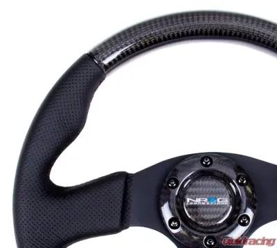 NRG Carbon Fiber Steering Wheel 315mm Leather Black Stitching - ST-310CFBS