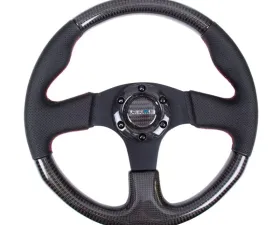 NRG Carbon Fiber Steering Wheel 315mm Leather Red Stitching