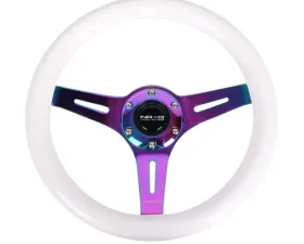 NRG Classic Wood Grain Steering Wheel 310mm Neochrome 3-Spokes White Grip