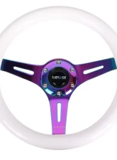 NRG Classic Wood Grain Steering Wheel 310mm Neochrome 3-Spokes White Grip                                     - ST-310WT-MC - Image 3