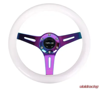 NRG Classic Wood Grain Steering Wheel 310mm Neochrome 3-Spokes White Grip - ST-310WT-MC