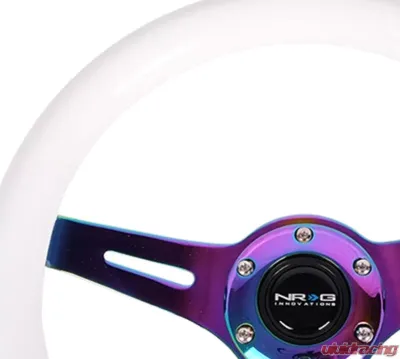 NRG Classic Wood Grain Steering Wheel 310mm Neochrome 3-Spokes White Grip - ST-310WT-MC