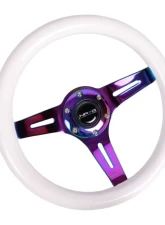 NRG Classic Wood Grain Steering Wheel 310mm Neochrome 3-Spokes White Grip                                     - ST-310WT-MC - Image 3