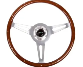 NRG Classic Wood Grain Steering Wheel 365mm Brush aluminum 3-Spokes Wood Grip
