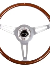 NRG Classic Wood Grain Steering Wheel 365mm Brush aluminum 3-Spokes Wood Grip                                     - ST-380SL - Image 3
