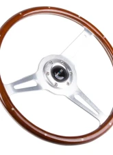 NRG Classic Wood Grain Steering Wheel 365mm Brush aluminum 3-Spokes Wood Grip                                     - ST-380SL - Image 2