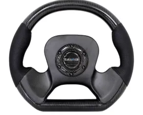 NRG Carbon Fiber Steering Wheel with Leather Accent 320mm 2-Tone Carbon