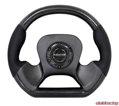 NRG Carbon Fiber Steering Wheel with Leather Accent 320mm 2-Tone Carbon - ST-X10CF