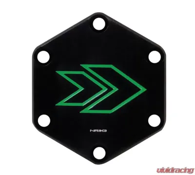 NRG Hexagonal Horn Delete Button Steering Wheel Cap Arrow Logo engraved Green - STR-620GN