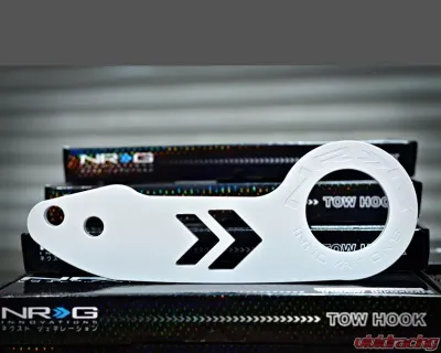 NRG White powder coat Rear Tow Hook Universal - TOW-110WT