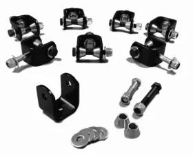 Steinjager Drop Clevis Kits (Without End Links) Sway Bar End Links 1/2 Bore Clevises are Chrome Plated Includes Misalignment Spacers Includes 8 Clevises
