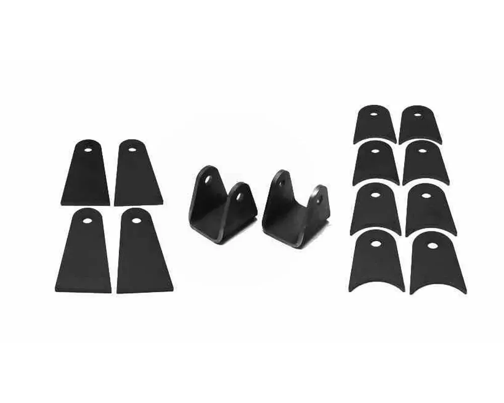 Steinjager Tabs and Clevises, Weld On 4 Link Tab and Clevis Kits 0.500 Bore 2.75 Axle Diameter 8 Axle Tabs 4.00 Inches Long 4 Flat Tabs 4.00 Inches Long 2 Clevises with 2.50 Inch Jaw - J0003466