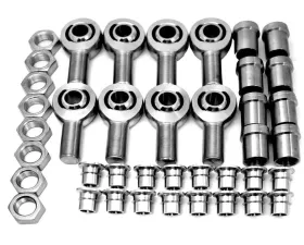 Steinjager Builders Kit Rod End Kits 1.25-12 x 1 RH and LH Chrome Moly Housing, Nylon Race Fits 1.500 ID Tubing 1/2 Insert Bore Size