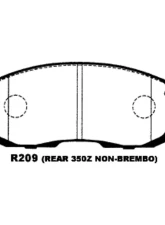 Projuct Mu Type HC+ Rear Brake Pads Infiniti G37 non-Akebono Caliper 07-13                                     - PHR209 - Image 3