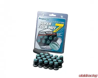 Project Mu Super Lock Nut7 Type-M Lug Nuts - 12x1.25 Black w/ Green Cap - PLN7P125B