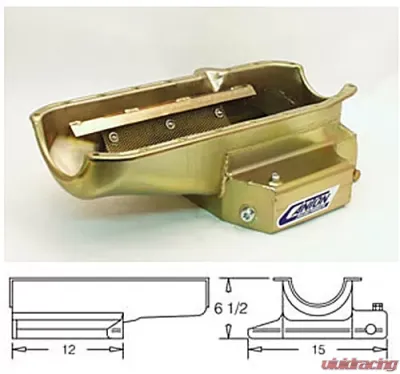Canton Racing SBC Shallow 12-Inch Long Sump CT PAN RH Dipstick - 11-102M