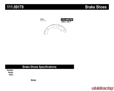 Centric Premium Brake Shoes Toyota Yaris | Prius 2006-2013 - 111.09170