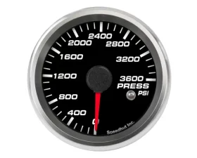 SpeedHut CNG Pressure Gauge 0-3600psi with Warning