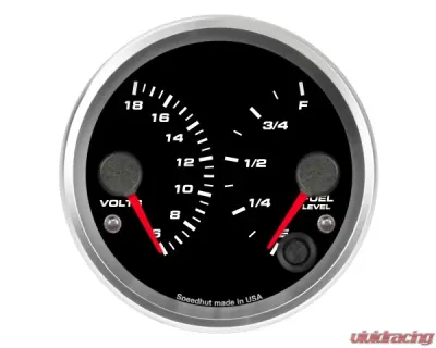 SpeedHut Dual Gauge - Volts, Fuel Level - GR338-DUAL-VF-01