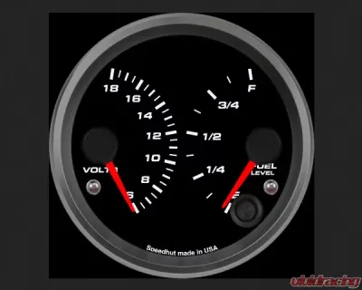SpeedHut Dual Gauge - Volts, Fuel Level - GR338-DUAL-VF-01