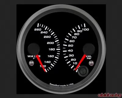 SpeedHut Dual Gauge - Water Temp, Oil Psi - GR338-DUAL-WO-01