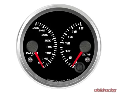 SpeedHut Dual Gauge - Water Temp, Volts - GR338-DUAL-WV-01
