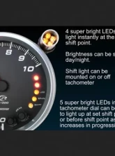 SpeedHut Tachometer Gauge 16K RPM Shift-light Pedestal Mount withaux Shift-light                                     - GR4.5-TACH-07SL-PM - Image 3