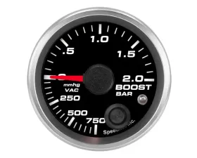 SpeedHut Boost/Vac Gauge 750mmhg-0-2bar Metric with Warning