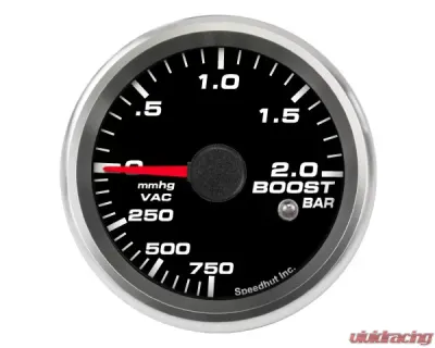 SpeedHut Boost/Vac Gauge 750mmhg-0-2bar Metric with Warning - GRM258-BOOST-05