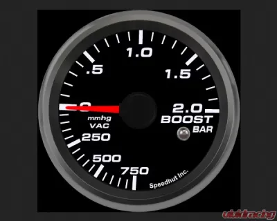 SpeedHut Boost/Vac Gauge 750mmhg-0-2bar Metric with Warning - GRM258-BOOST-05