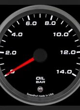 SpeedHut Oil Pressure Gauge 0-14bar Metric with Warning                                     - GRM338-OIL-02 - Image 2