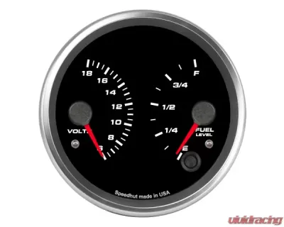 SpeedHut Dual Gauge - Volts, Fuel Level - GR4-DUAL-VF-01