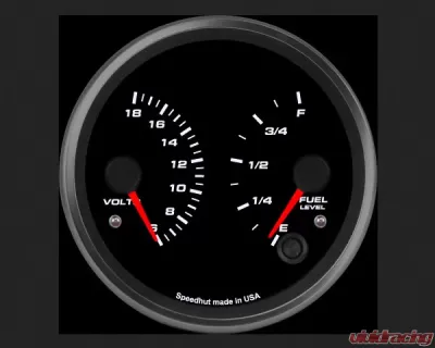 SpeedHut Dual Gauge - Volts, Fuel Level - GR4-DUAL-VF-01