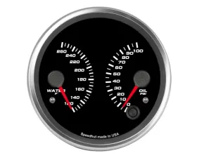 SpeedHut Dual Gauge - Water Temp, Oil Psi