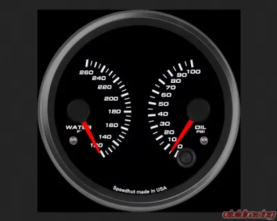 SpeedHut Dual Gauge - Water Temp, Oil Psi - GR4-DUAL-WO-01