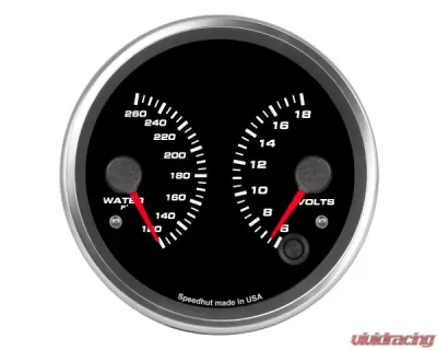 SpeedHut Dual Gauge - Water Temp, Volts - GR4-DUAL-WV-01