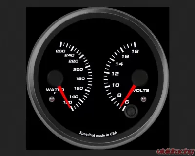 SpeedHut Dual Gauge - Water Temp, Volts - GR4-DUAL-WV-01