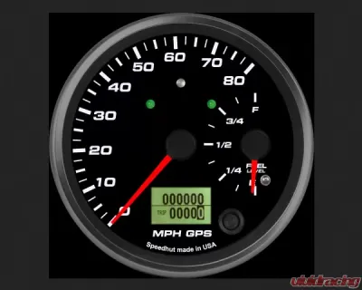 SpeedHut Dual GPS Speedometer 80mph with Fuel Level Gauge, 3.875" Dash Fit, Universal - GR4-DUALGPS-SF-05T