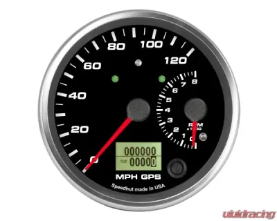 SpeedHut Dual Gauge - 120mph GPS Speedometer  8K Tachometer with Turn Signal and High Beam - GR4-DUALGPS-ST-01T
