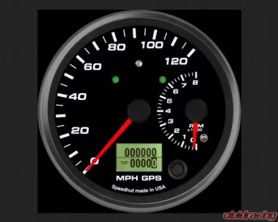 SpeedHut Dual Gauge - 120mph GPS Speedometer  8K Tachometer with Turn Signal and High Beam - GR4-DUALGPS-ST-01T