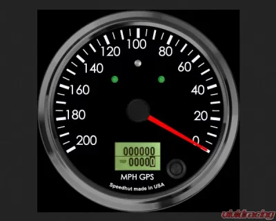 SpeedHut GPS Speedometer Gauge 200mph Counter Clockwise with Turn Signals and High Beam - GR4-GPS-06T-CCW