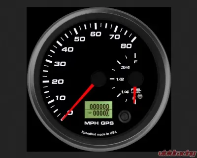 SpeedHut Dual Gauge - 80mph GPS Speedometer  Fuel Level - GR4.5-DUALGPS-SF-05